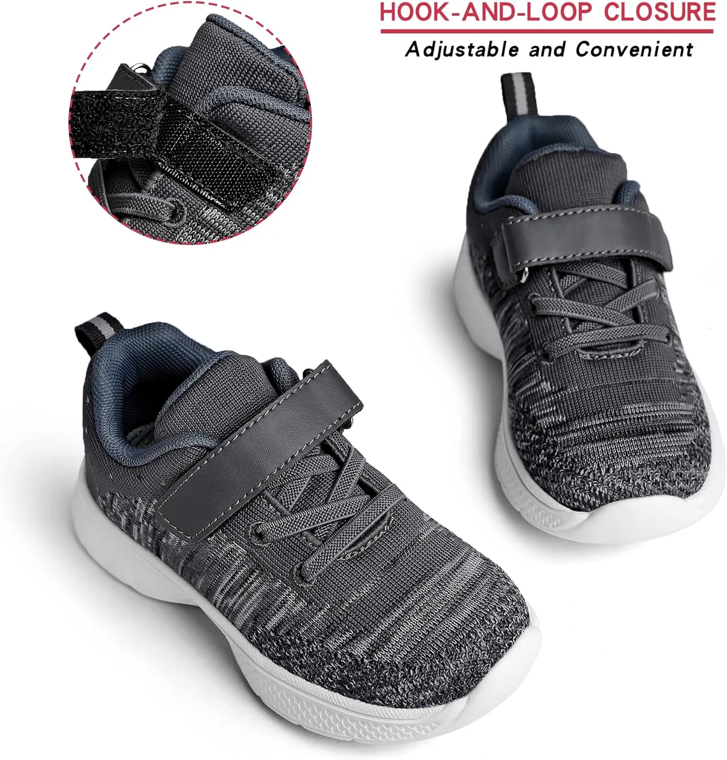 adituo Toddler/Little Kid Boys Girls Lightweight Breathable Sneakers Strap Athletic Runing Walking Sports Shoes