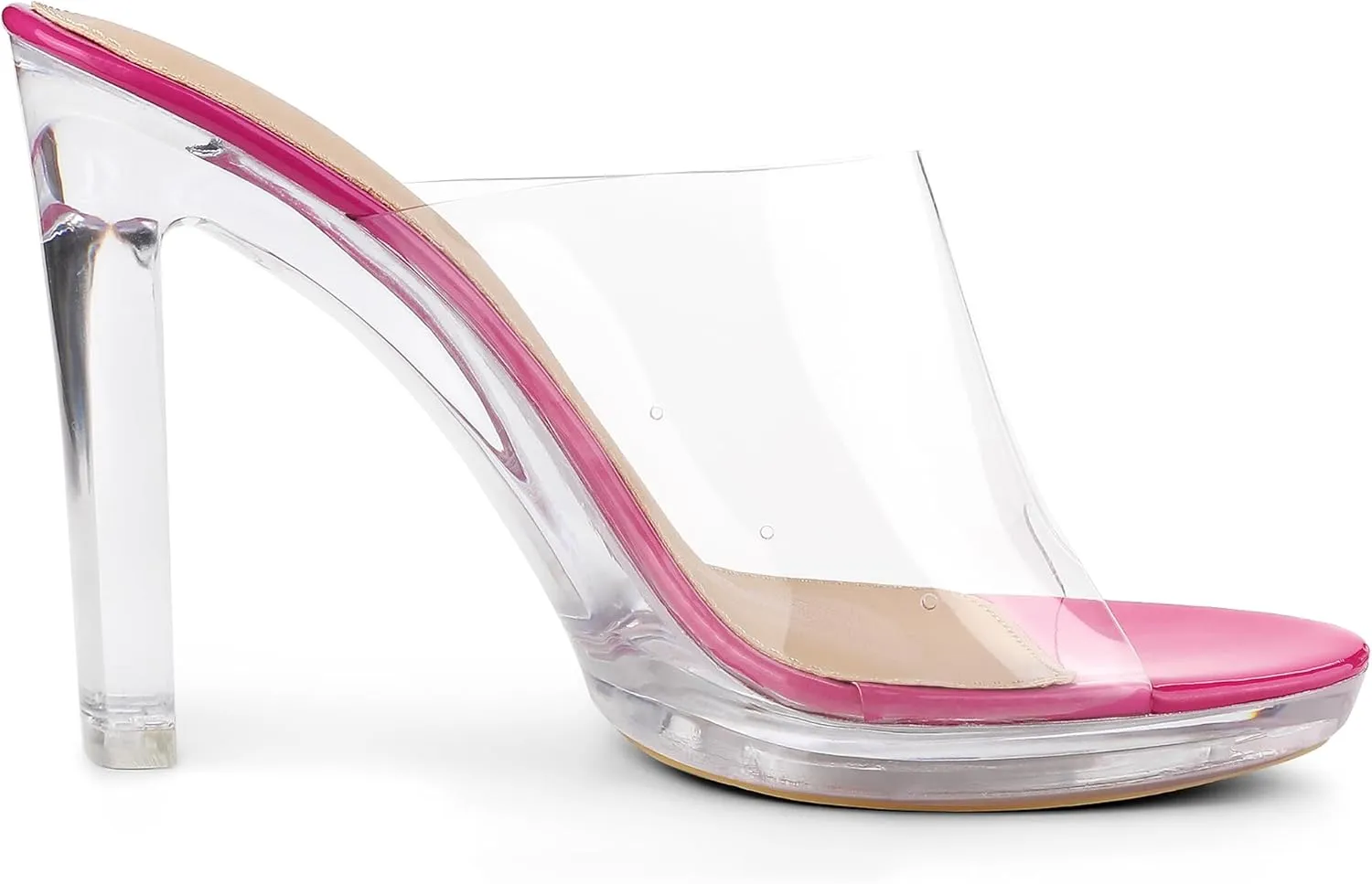 Allegra K Women's Clear Heel Platform Open Toe Chunky Heels Slides Sandals