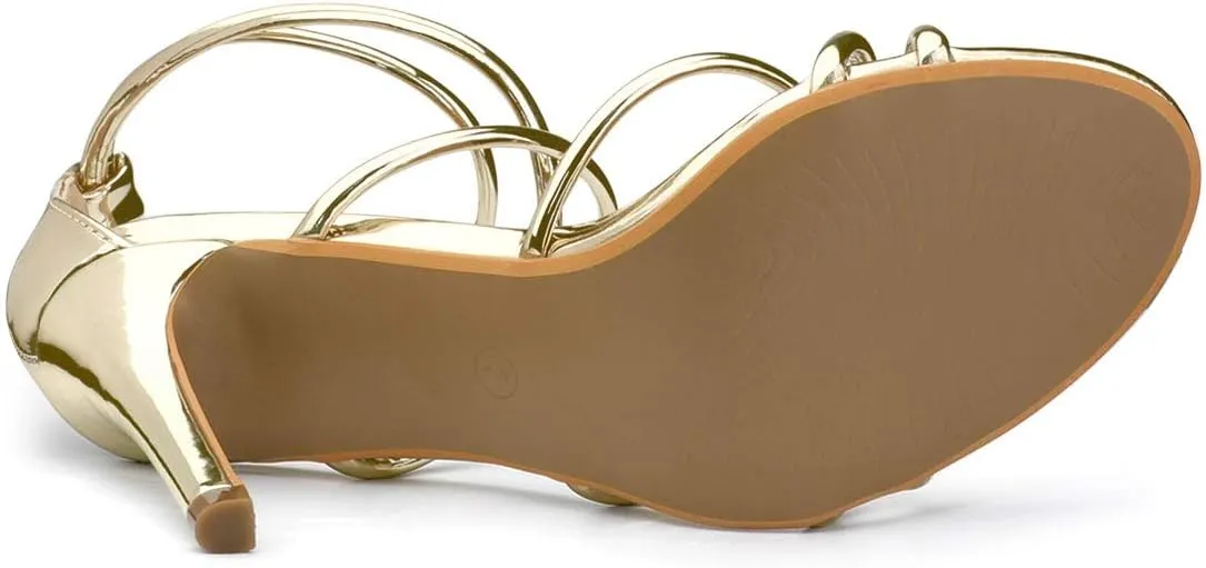 Allegra K Women's Open Toe Strappy Straps Stiletto Heel Sandals