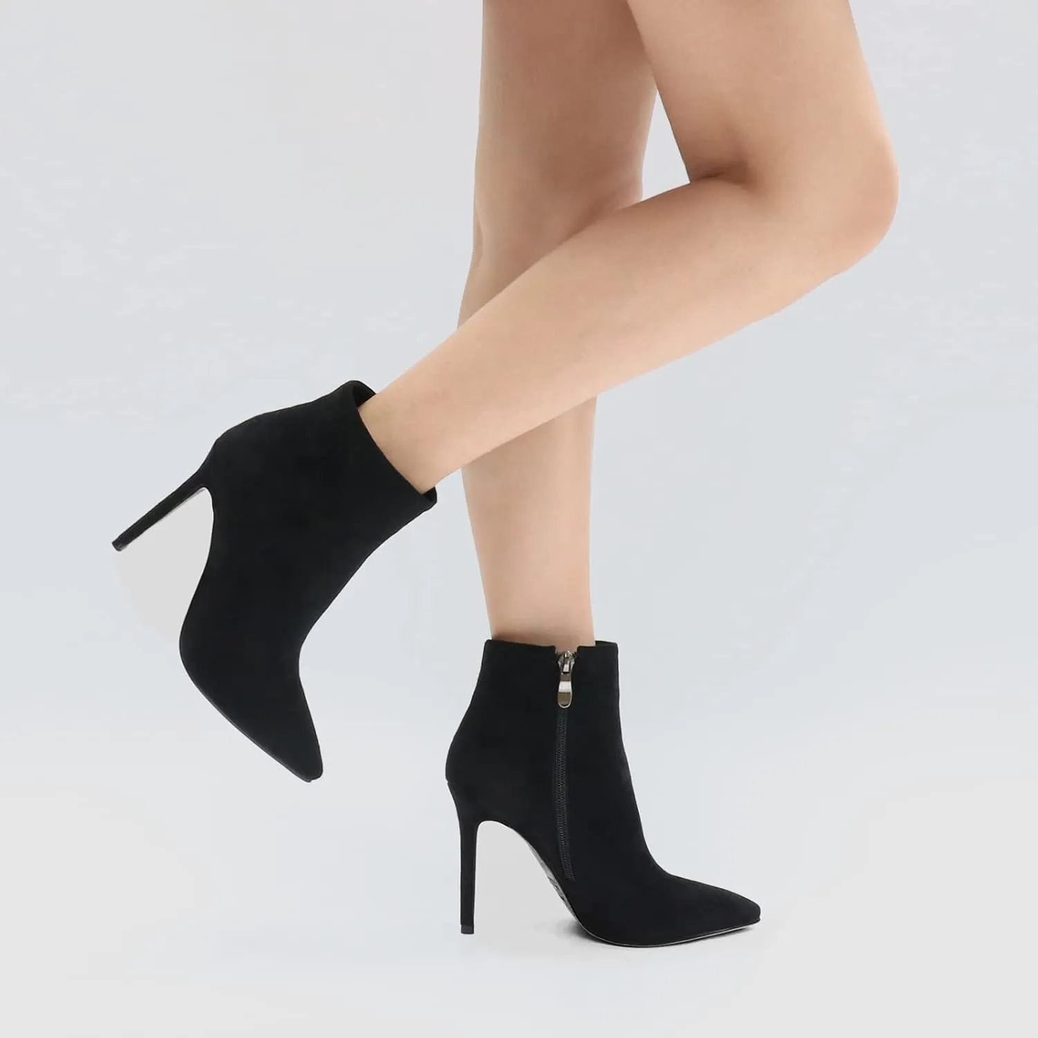 Ankle Boots for Women Stiletto High Heel Pointed Toe Boots with Zipper