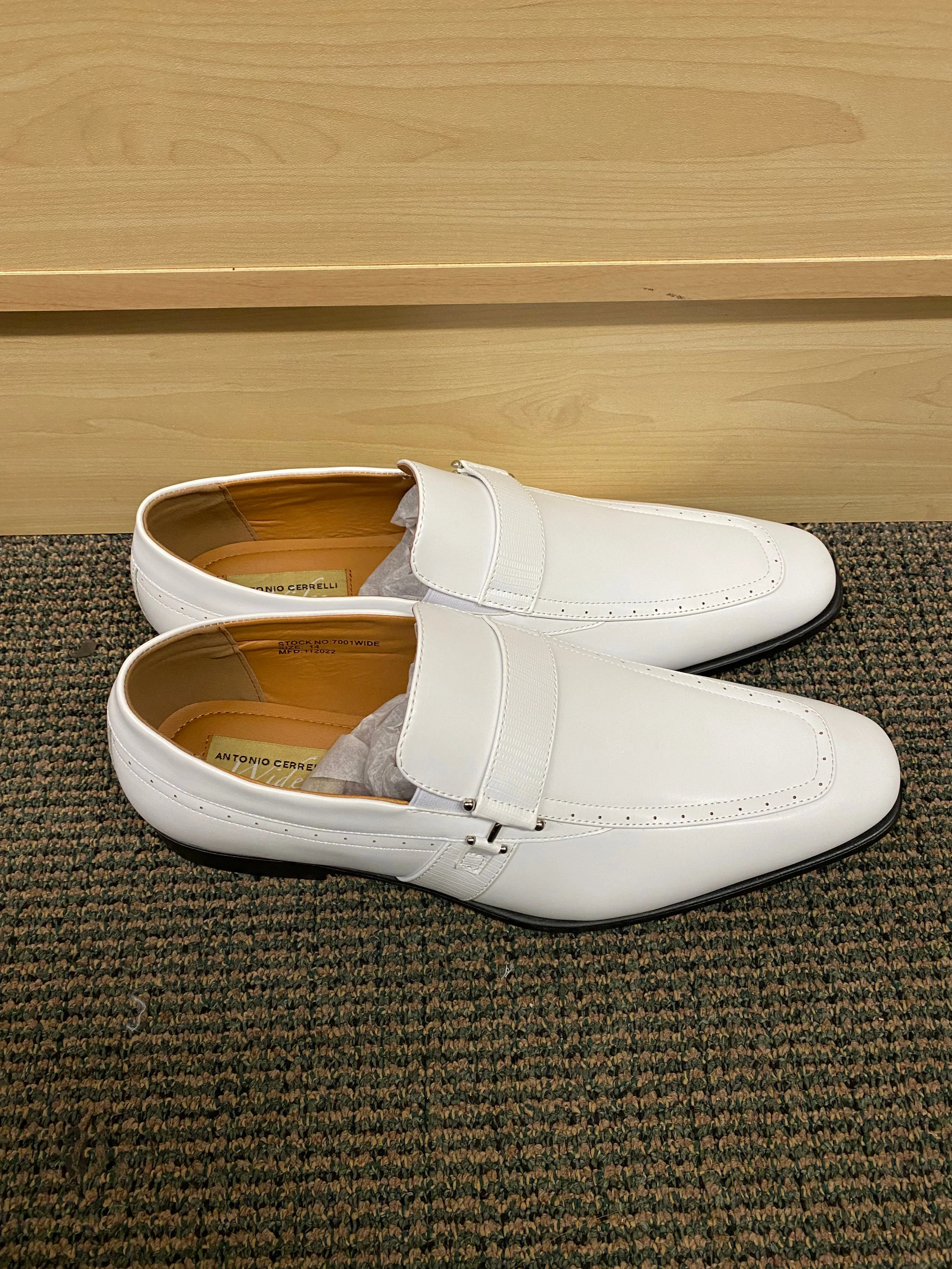 Antonio Cerrelli 7001W white Wide Width Men’s Lace Up Dress Shoes Sizes: 11W-18W