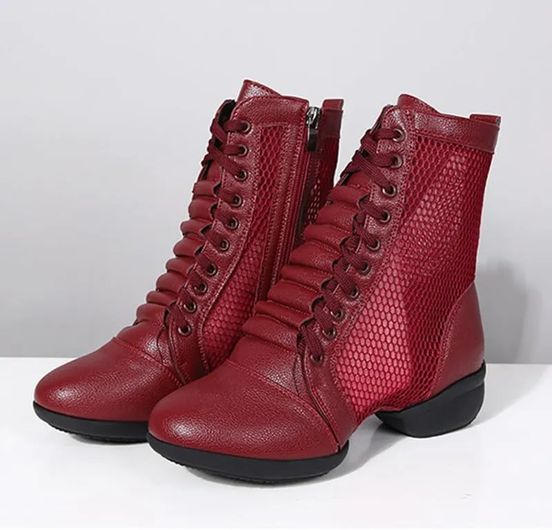 AOQUNFS Women's Dance Sneakers High Top Breathable Soft Modern Dance Shoes Jazz Boots with Split Sole