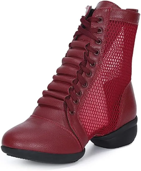 AOQUNFS Women's Dance Sneakers High Top Breathable Soft Modern Dance Shoes Jazz Boots with Split Sole