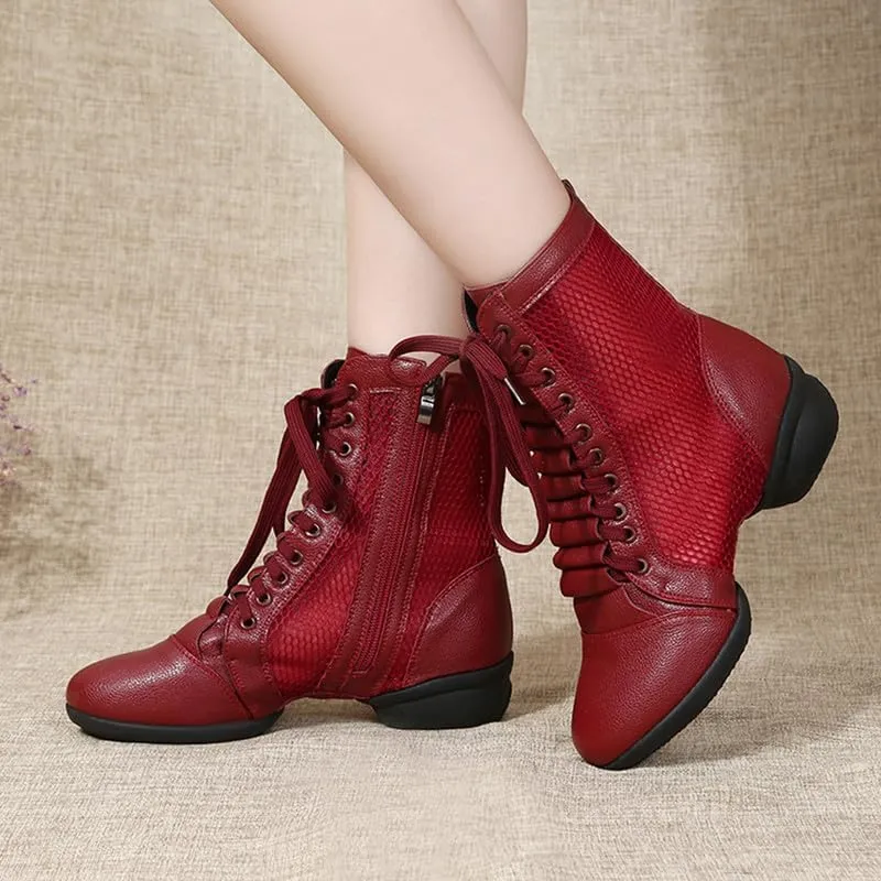 AOQUNFS Women's Dance Sneakers High Top Breathable Soft Modern Dance Shoes Jazz Boots with Split Sole