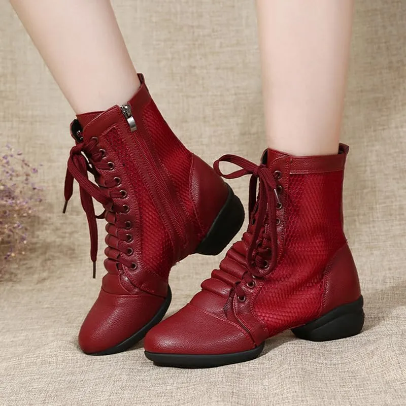 AOQUNFS Women's Dance Sneakers High Top Breathable Soft Modern Dance Shoes Jazz Boots with Split Sole