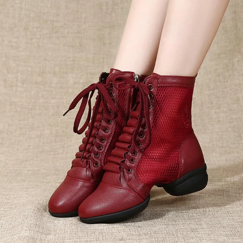 AOQUNFS Women's Dance Sneakers High Top Breathable Soft Modern Dance Shoes Jazz Boots with Split Sole