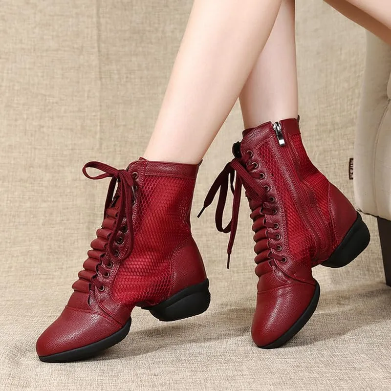 AOQUNFS Women's Dance Sneakers High Top Breathable Soft Modern Dance Shoes Jazz Boots with Split Sole