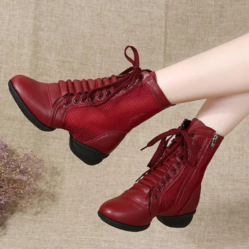 AOQUNFS Women's Dance Sneakers High Top Breathable Soft Modern Dance Shoes Jazz Boots with Split Sole
