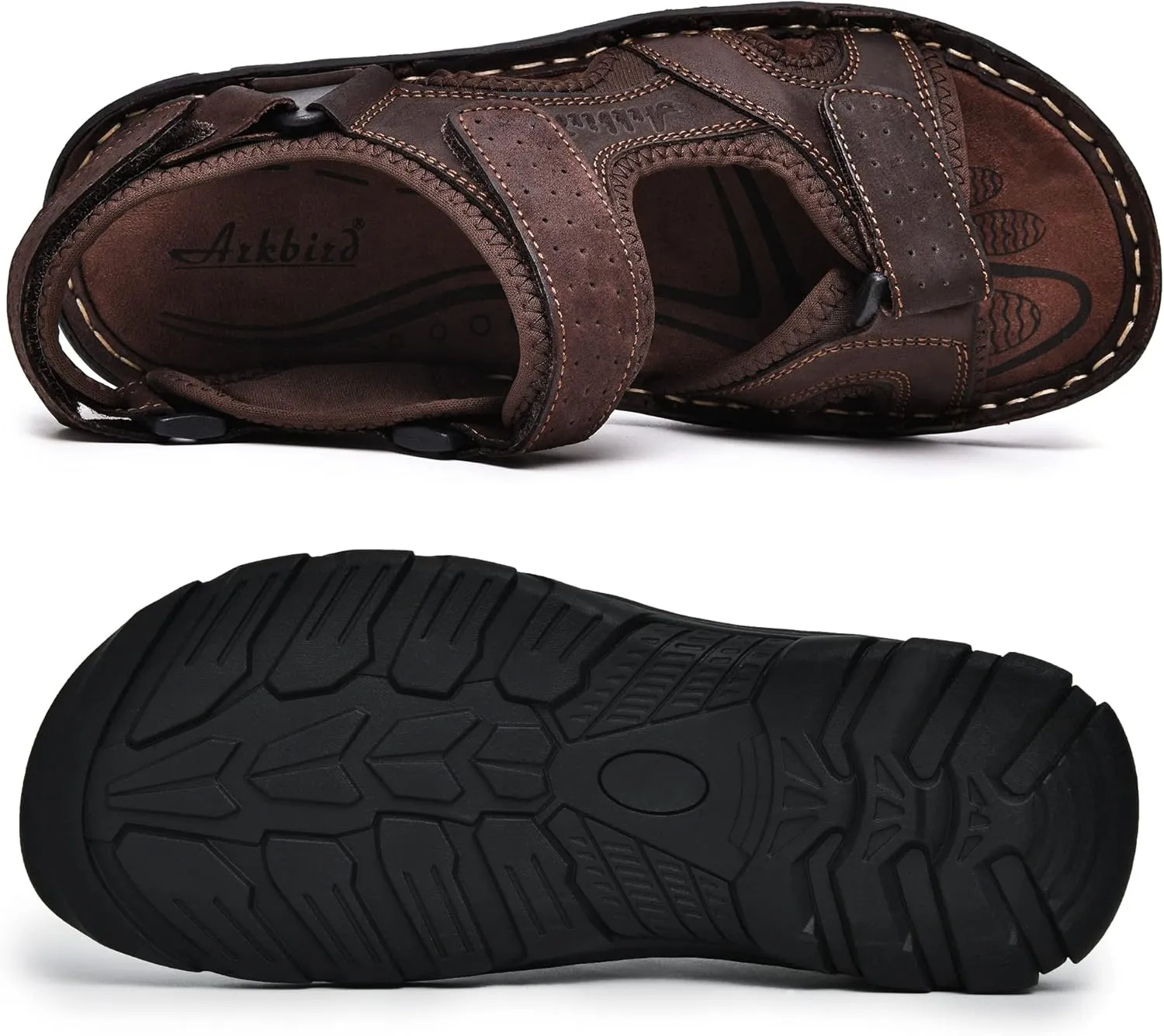 Arkbird Men's Leather Sandals Open Toe Athletic Fisherman Sandal Summer Beach Sport Hiking Shoes for Men