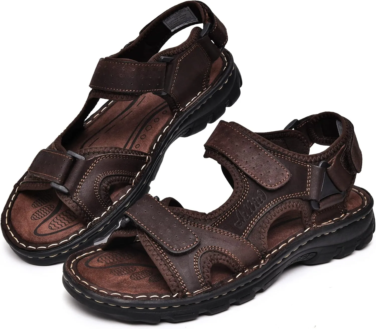Arkbird Men's Leather Sandals Open Toe Athletic Fisherman Sandal Summer Beach Sport Hiking Shoes for Men