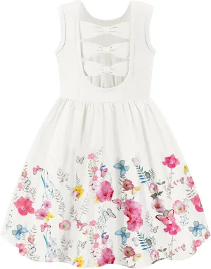 Arshiner Toddler Girls Summer Dress Back Bowknot Sleeveless Twirly Casual Beach Party Sundress with Pockets