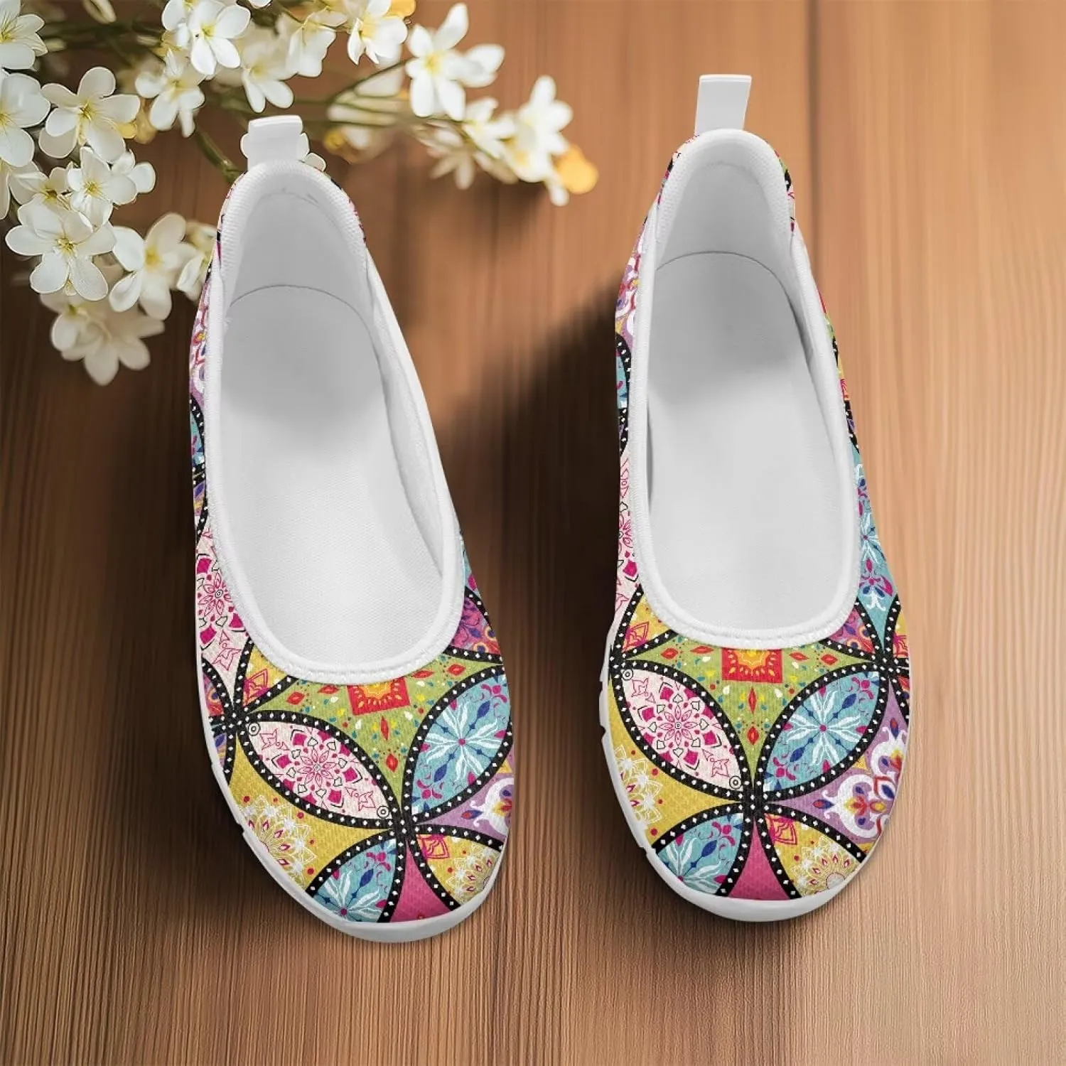 Art Travel Shoes for Women Slip On Casual Cozy Loafers Lightweight Comfort Fashion Sneaker for Women Holiday Shoes Print Series US Size 6-11