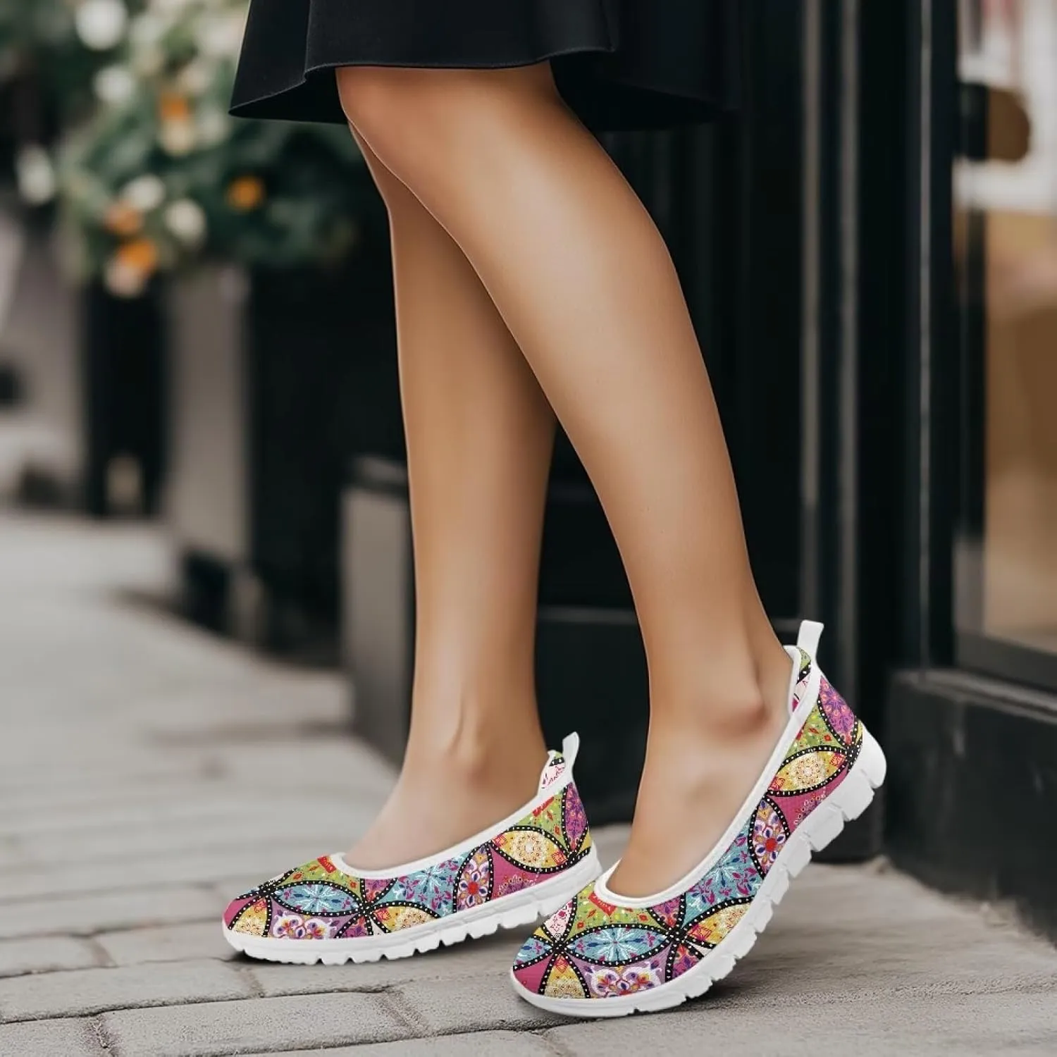 Art Travel Shoes for Women Slip On Casual Cozy Loafers Lightweight Comfort Fashion Sneaker for Women Holiday Shoes Print Series US Size 6-11