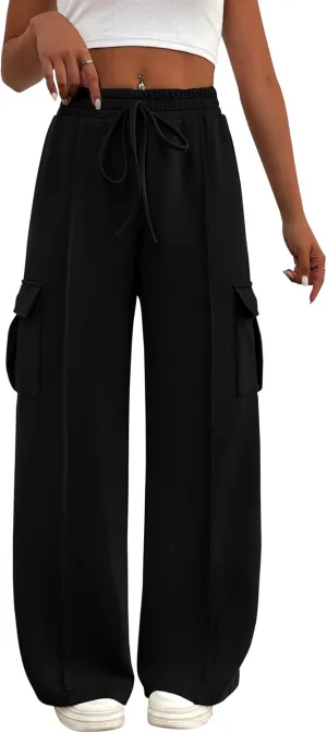 BTFBM Women's Running Sweatpants Fall Baggy Wide Leg Lounge Pants Casual Workout Joggers Pants with Pockets