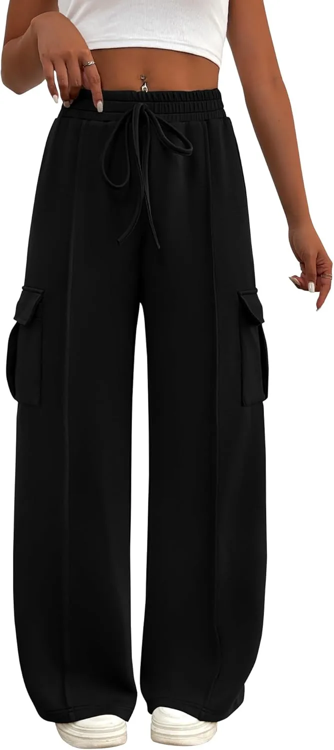 BTFBM Women's Running Sweatpants Fall Baggy Wide Leg Lounge Pants Casual Workout Joggers Pants with Pockets