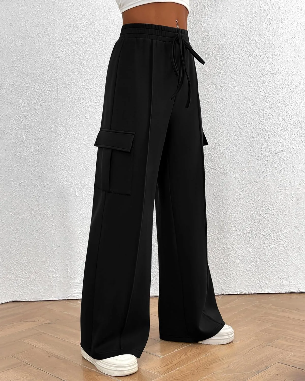 BTFBM Women's Running Sweatpants Fall Baggy Wide Leg Lounge Pants Casual Workout Joggers Pants with Pockets