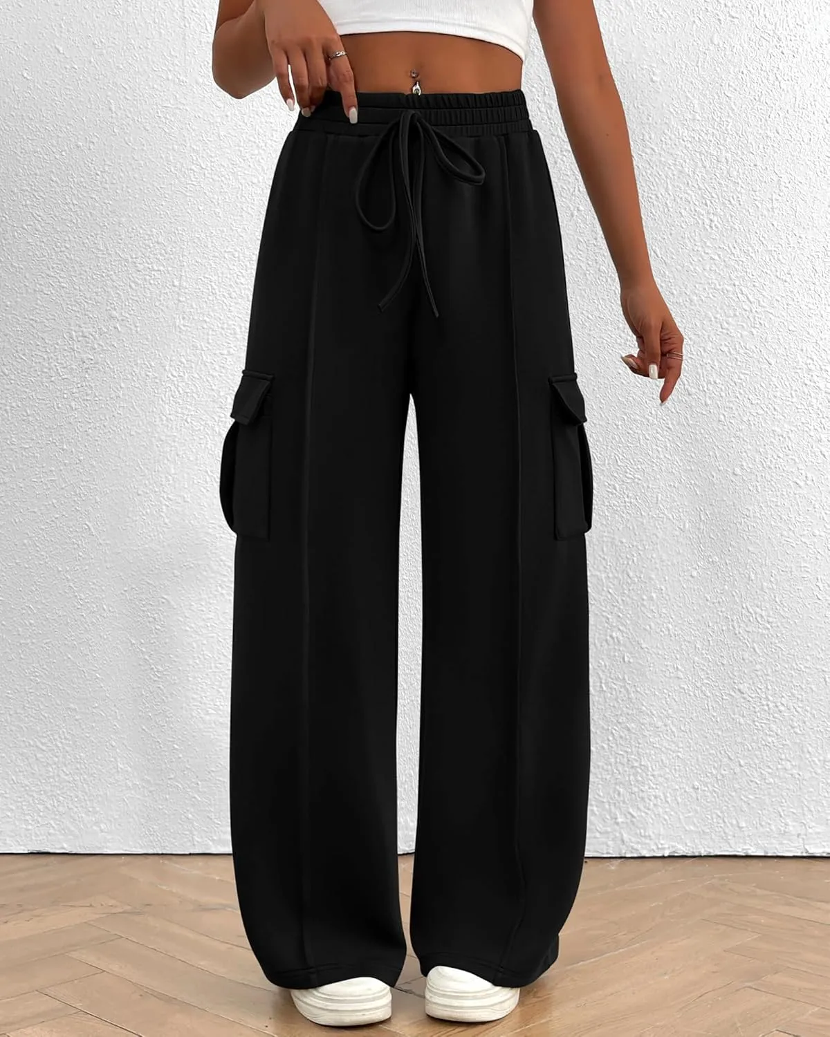BTFBM Women's Running Sweatpants Fall Baggy Wide Leg Lounge Pants Casual Workout Joggers Pants with Pockets