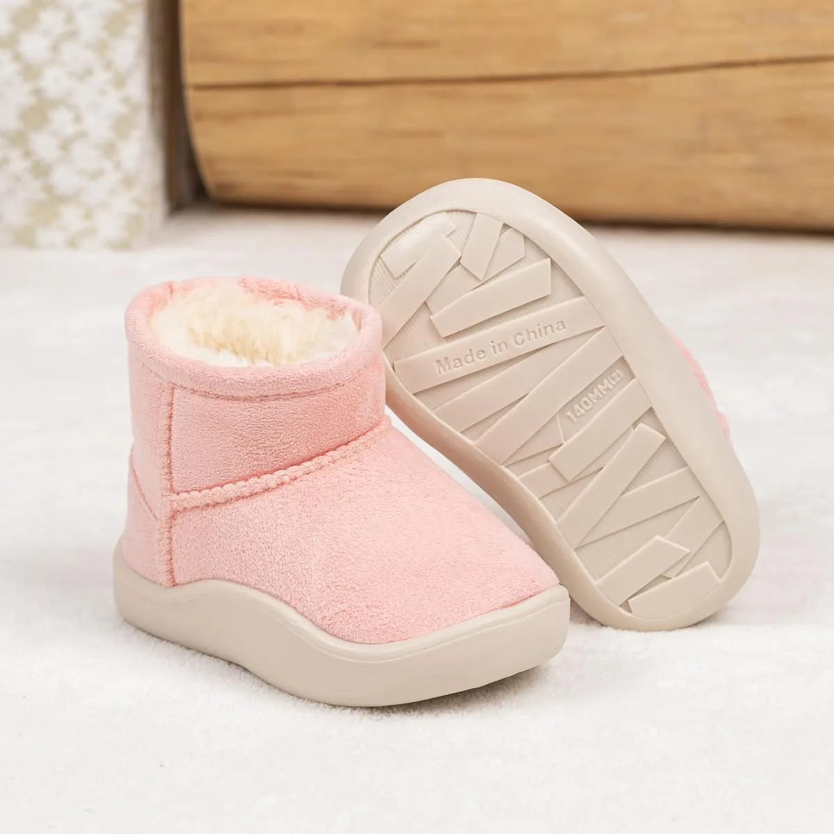 Casazoe Boys Girls Warm Winter Boots Fur Lined Snow Boots Outdoor Soft Winter Ankle Shoes for Toddler/Little Kid