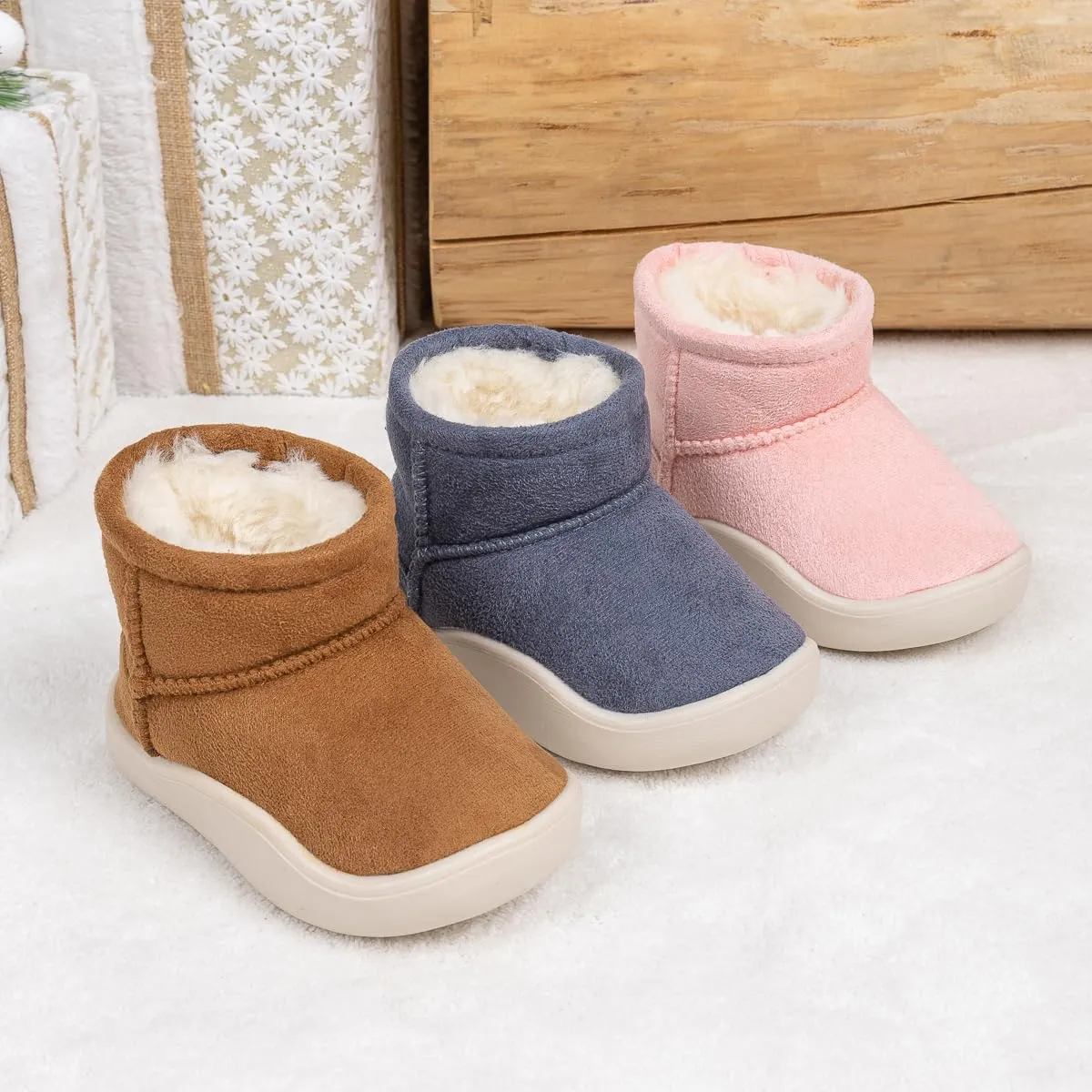 Casazoe Boys Girls Warm Winter Boots Fur Lined Snow Boots Outdoor Soft Winter Ankle Shoes for Toddler/Little Kid