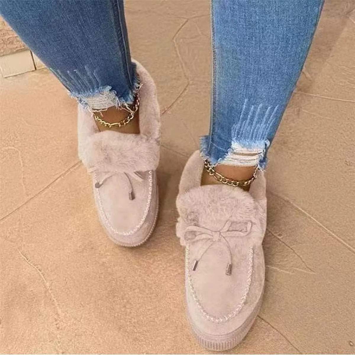 Casual Fashion Flat Boots, Women's Boots Round Head Thick Sole Orthopedic Arch-Support Wool Thick Warm Cotton Shoes