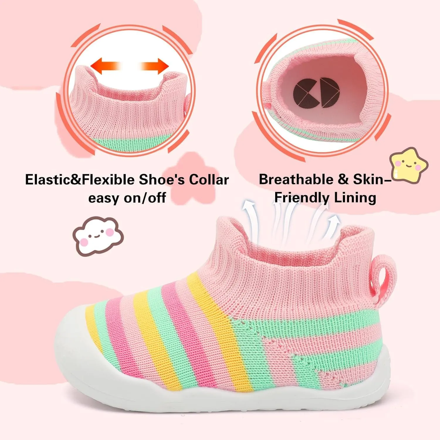 Centipede Demon Baby Shoes Baby Boys Girls Sock Shoes Breathable Infants Toddlers Slippers Indoor Outdoor Boots First Walking Shoe Slip On Sneakers Non Slip with Soft Rubber Soles