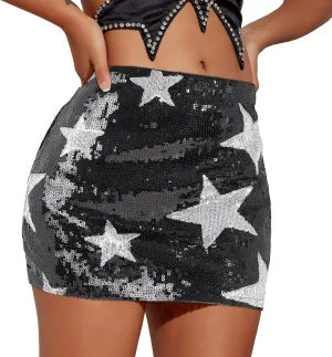 Century Star Sequin Mini Sparkly Glitter Low Rise Sparkle Shiny Metallic Rave Skirt
