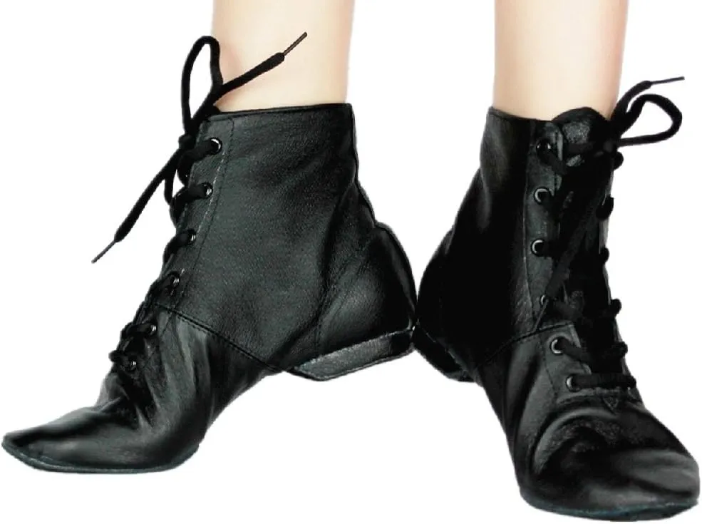 Cheapdancing Men’s & Women's Practice Dancing Shoes Soft Leather Flat Jazz Boots (Black, Adult, Men, 12, Numeric, US Footwear Size System, Medium)