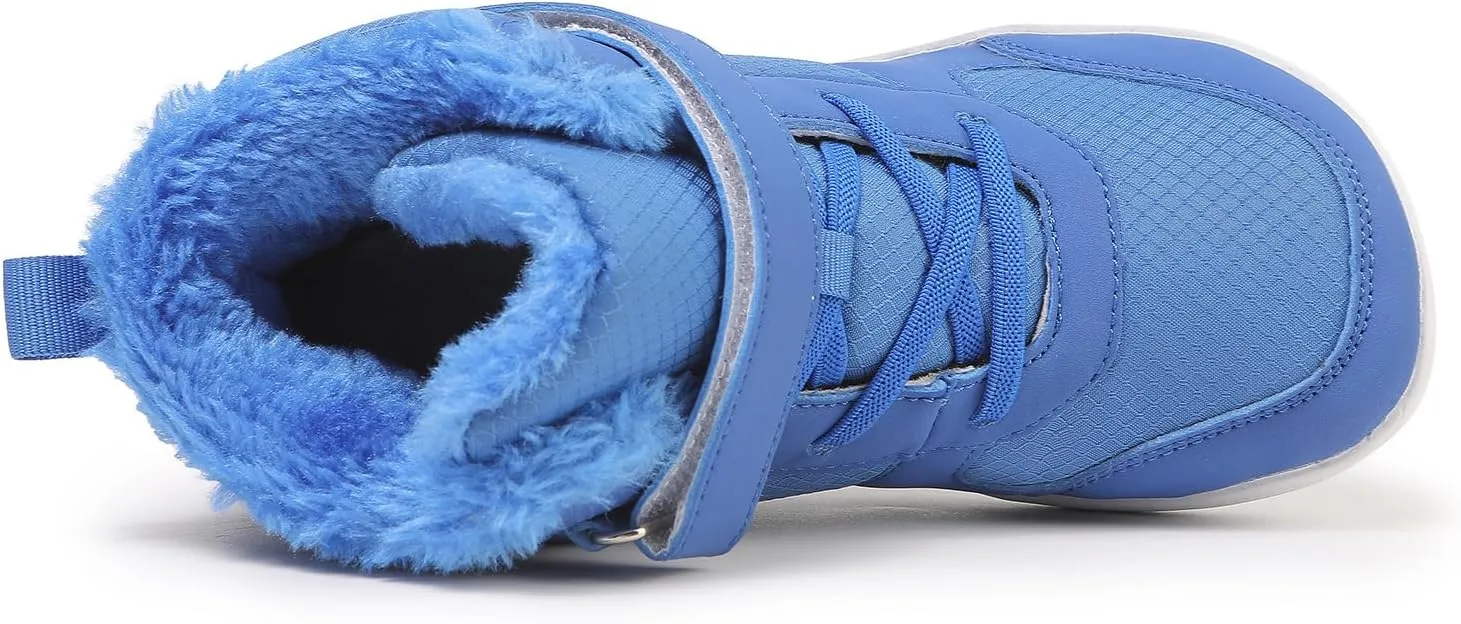 Children’s Winter Boots with Wide Toe Box Waterproof Zero Drop Sole Minimalist Barefoot Hiking Snow Boots for Girls and Boys Non-Slip Plush Lining Ankle Snow Boots for Toddler/Little Kids/Big Kids