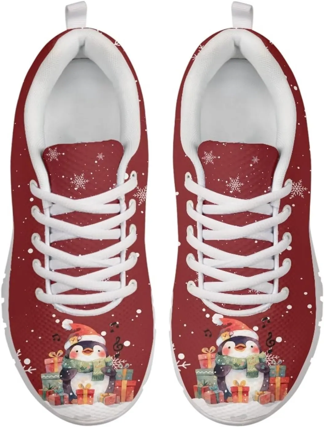 Christmas Women's Sneakers Soft Lace-Up Workout Tennis Sneakers for Womens Low-Top Anti-Skid Lightweight Outdoor Exercise Walking Shoes for Ladies US 5-12
