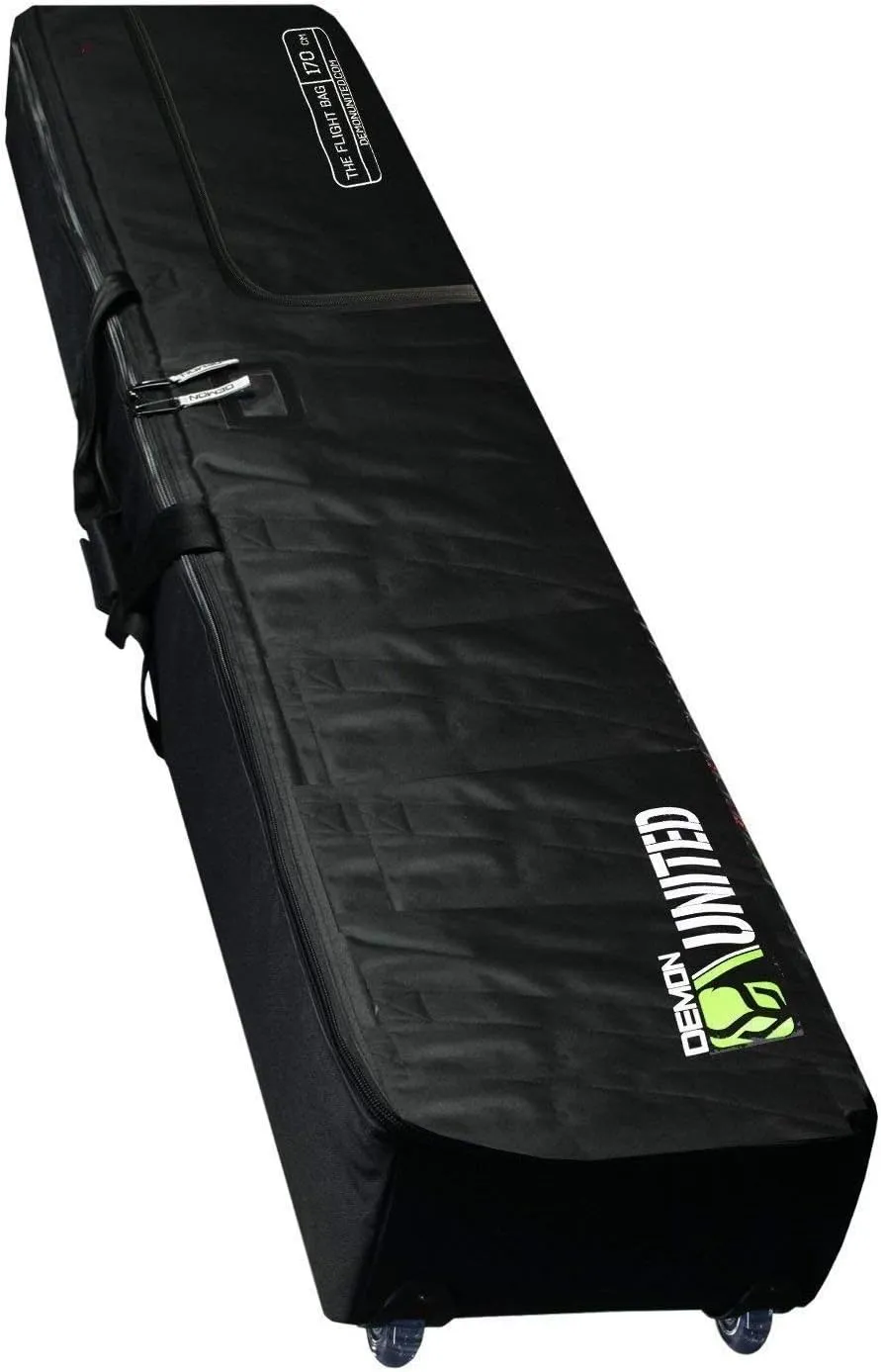 DEMON UNITED Snowboard Bag Padded with Wheels XXL Version- Perfect Snowboard Bag Wheeled for Air Travel- Extra Long, Extra Wide, Extra Deep Version - 2 Snowboard Bag with Full Padding Throughout Bag