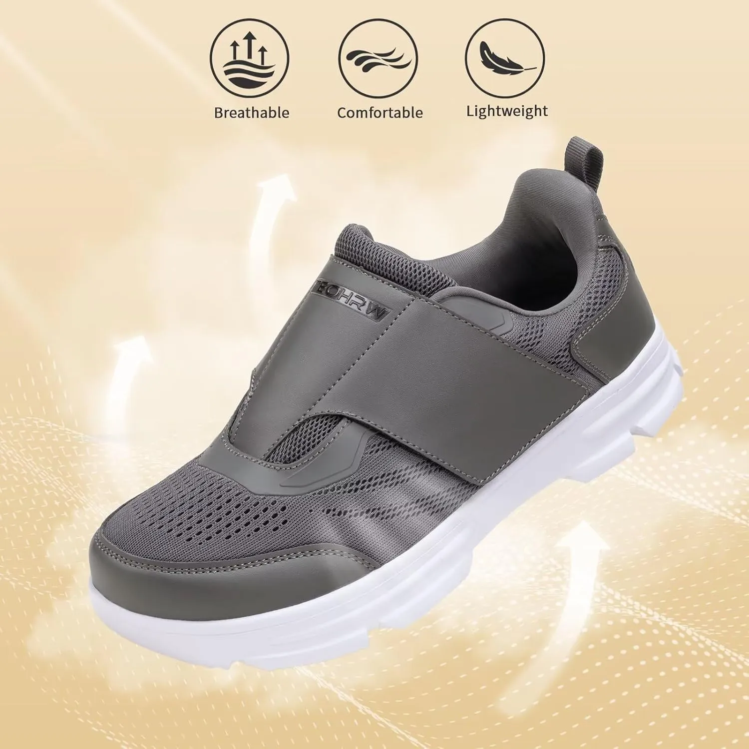 Diabetic Shoes for Men Extra Wide Walking Shoes Swollen Feet Shoes for Neuropathy Adjustable Closure with Arch Support