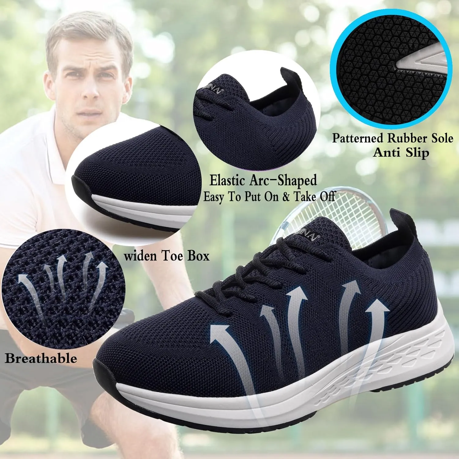 Diabetic Sneakers for Men Arch Support Cushioning Adjustable Widch Orthopedic for Swollen Feet Elderly Foot Pain Relief Neuropathy