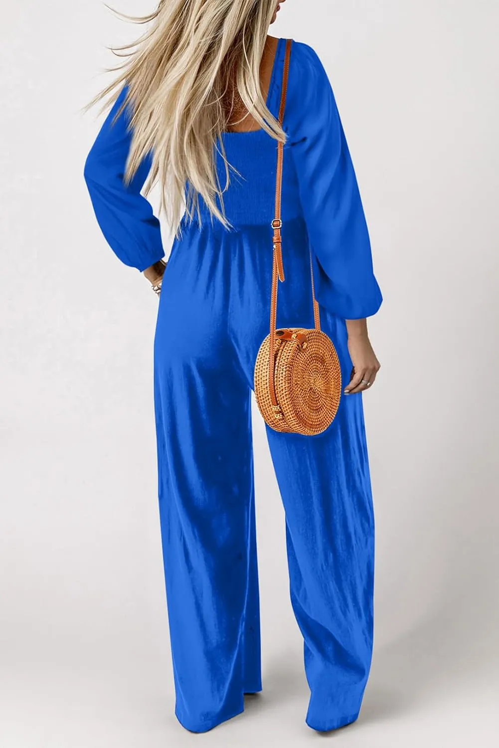 Dokotoo Women's Casual Loose Overalls Jumpsuits One Piece Long Sleeve Wide Leg Long Pant Rompers With Pockets