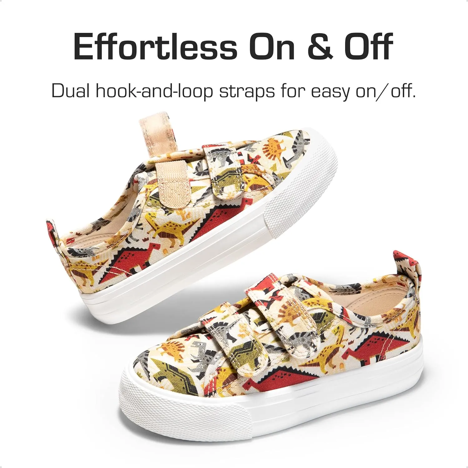 DREAM PAIRS Kid Toddler Sneakers Boys Girls Canvas with Cartoon Dual Hook and Loops for School Walking
