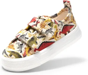 DREAM PAIRS Kid Toddler Sneakers Boys Girls Canvas with Cartoon Dual Hook and Loops for School Walking