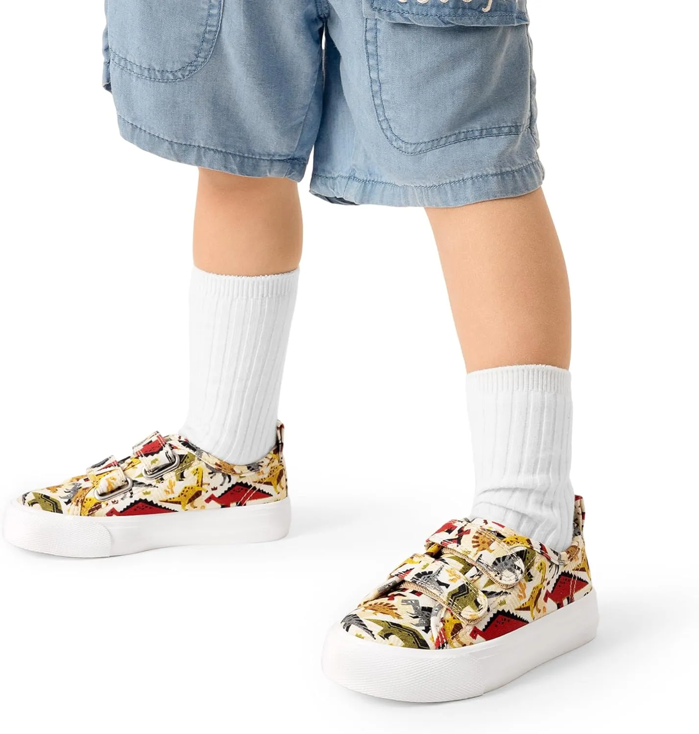 DREAM PAIRS Kid Toddler Sneakers Boys Girls Canvas with Cartoon Dual Hook and Loops for School Walking