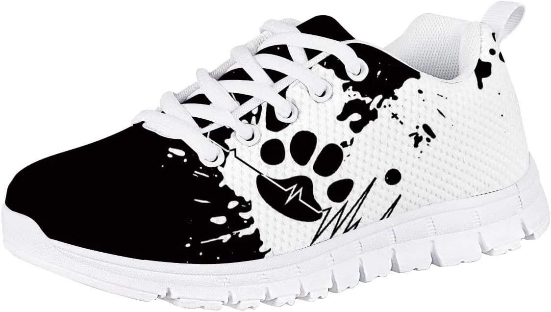 Forchrinse Tie Dye Paw Bones Print Kids Sneakers Boys Girls Running Tennis Shoes Road Walking Shoes School Athletic Sneakers for Walking Jogging Sport