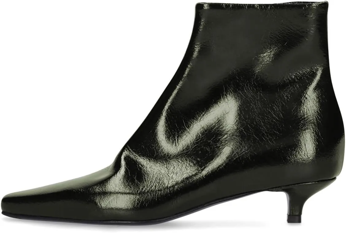 FSJ Women Square Closed Toe Ankle Boots Low Kitten Heel Side Zipper Fashion Short Booties Comfy Prom Party Shoes Size 4-16 US
