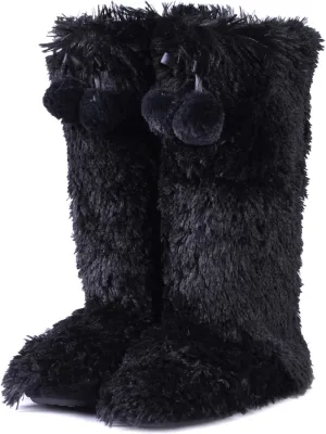 Furry Plush Slipper Booties for Women Warm Fur House Slippers with Anti-slip Sole Home Bedroom Indoor House Boots