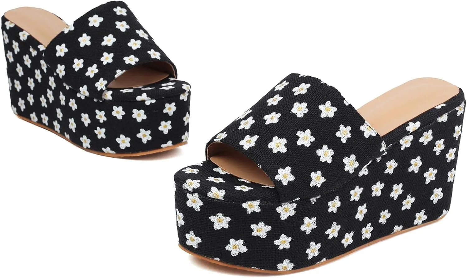 Gicoiz Open Toe Slippers Womens Wedge Heel Platform Sandals