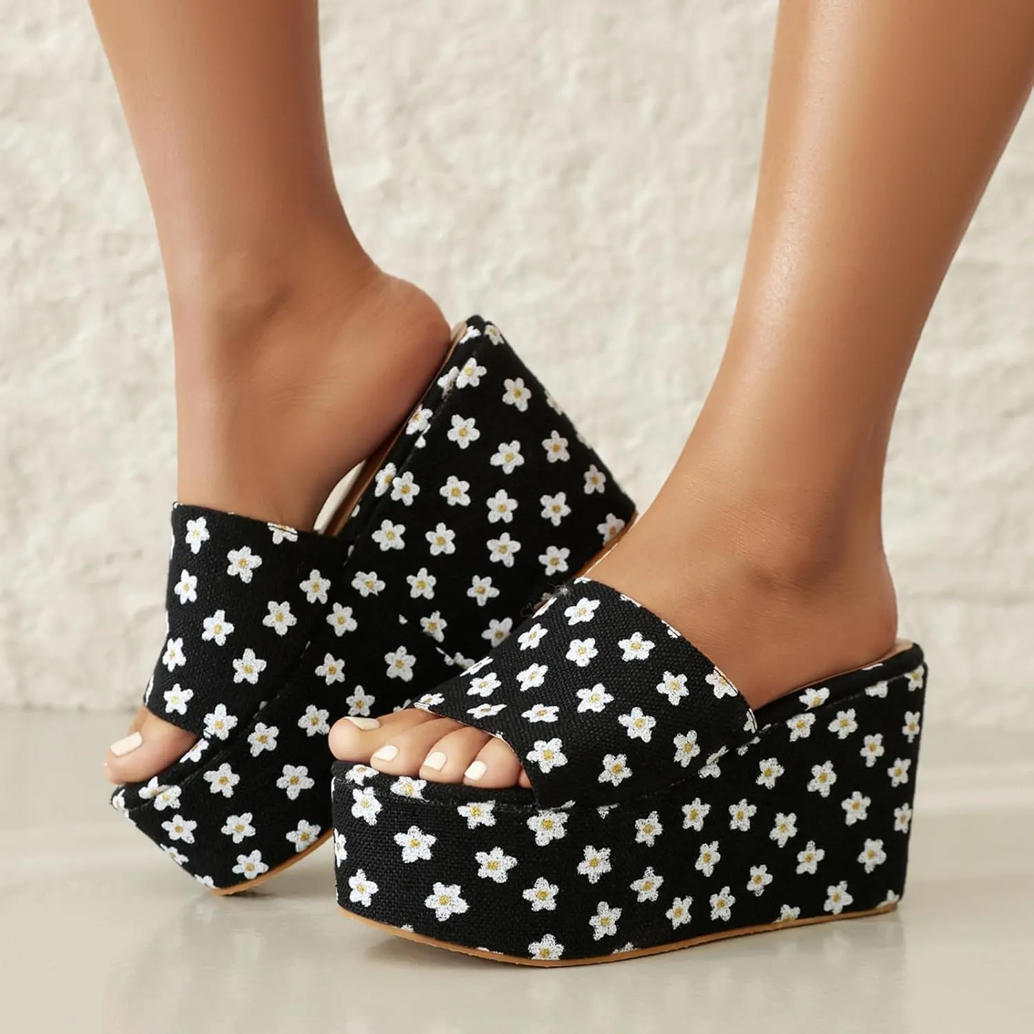 Gicoiz Open Toe Slippers Womens Wedge Heel Platform Sandals