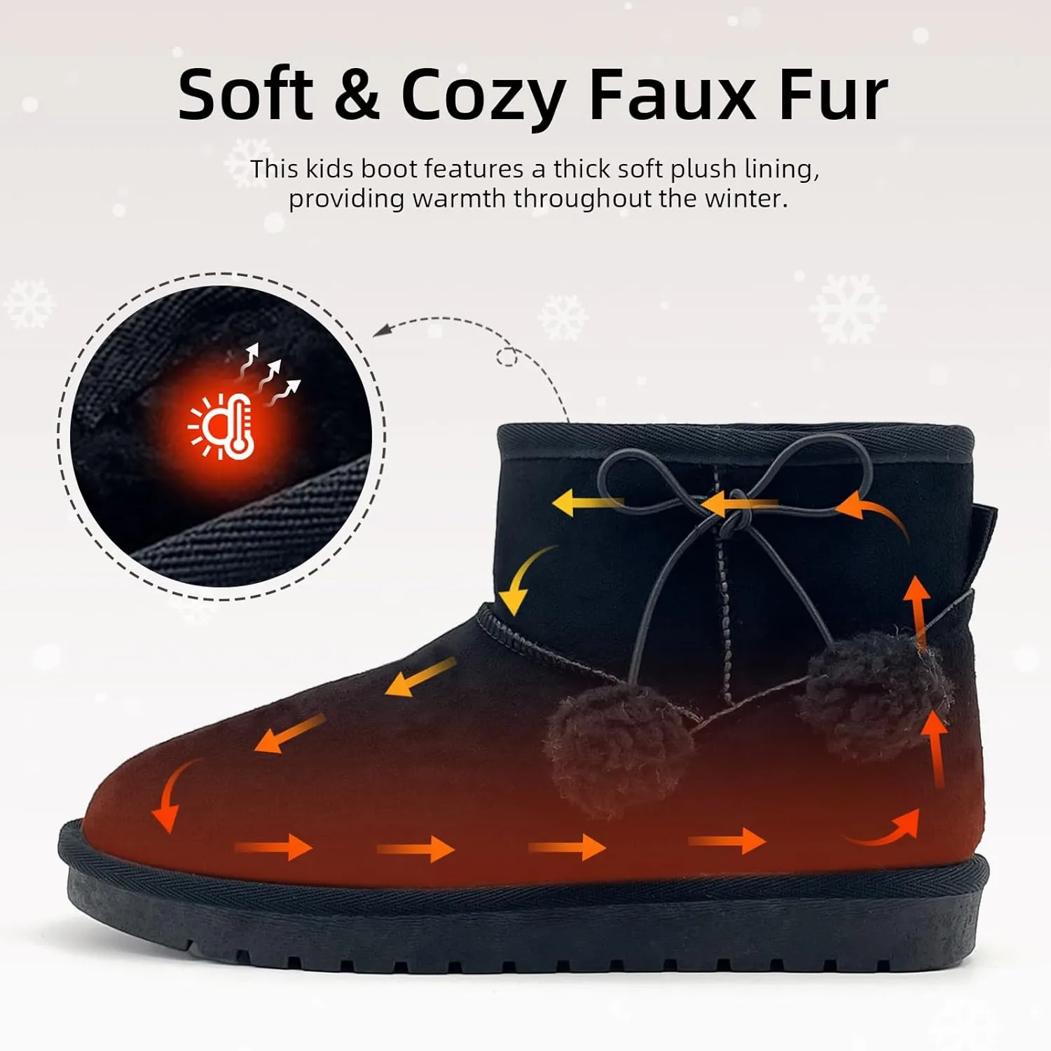 Girls Boots Kids Winter Snow Boots Faux Fur Lined Short Boots Fuzzy Warm Ankle Shoes for Little Big Kids Girls