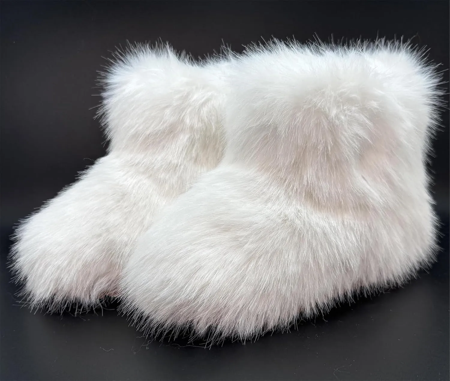 Girls Fluffy Furry Snow Boots Faux Fur Winter Warm Outdoor Boots