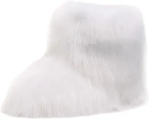 Girls Fluffy Furry Snow Boots Faux Fur Winter Warm Outdoor Boots