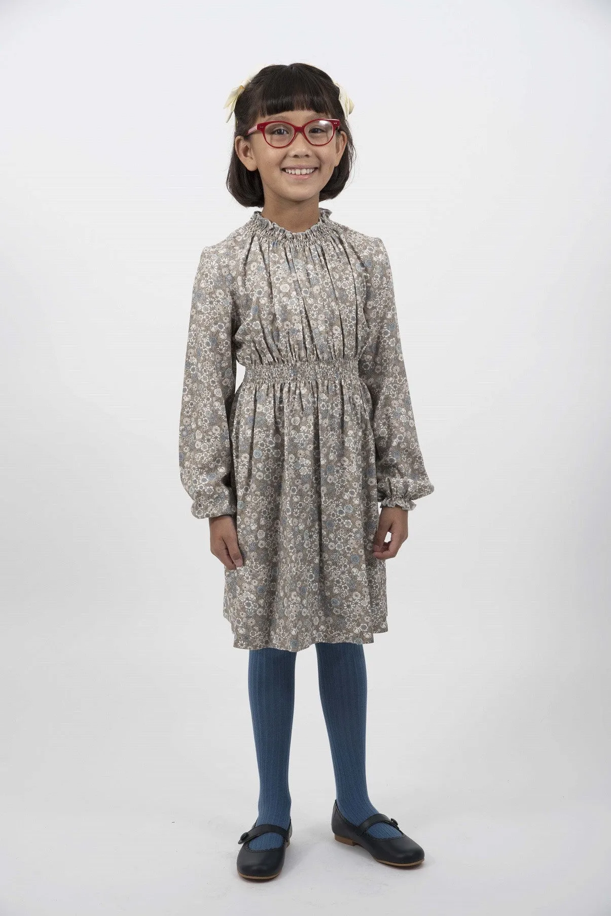 Girls Long Sleeve Purplish Gray Dress