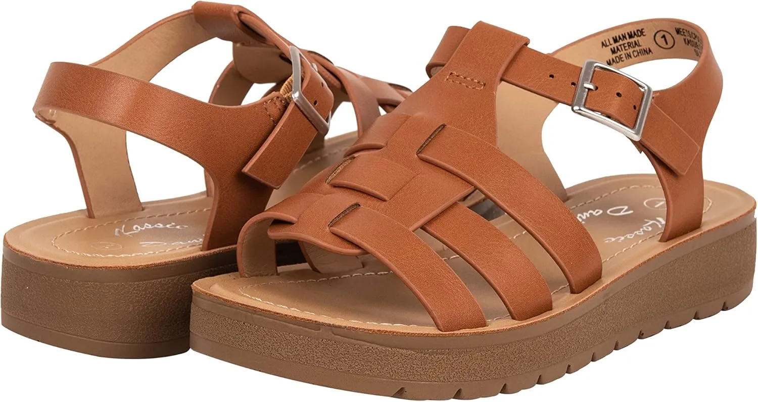 Girls Sandals Open Toe Sandal Fisherman Buckle Ankle Strap Platform Martin-2