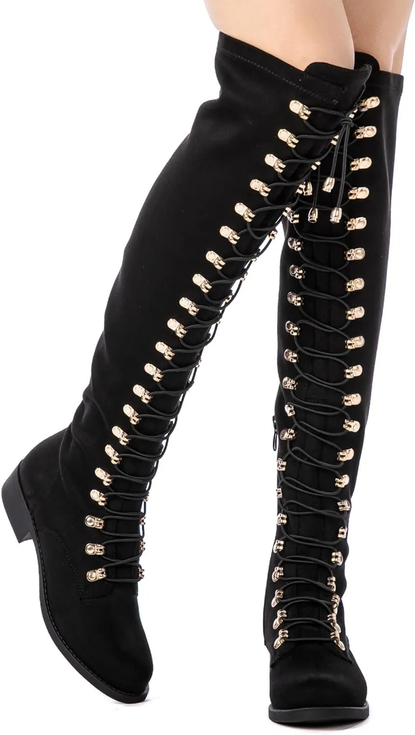 GLOBALWIN Women's Over The Knee Thigh High Tall Boots for Women Long Boots with Side Zipper