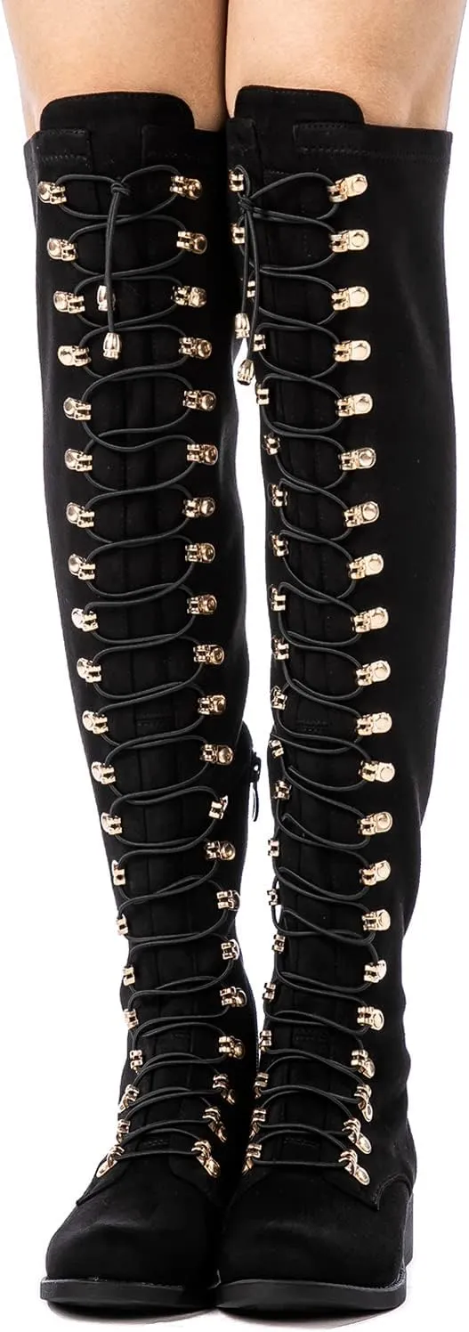 GLOBALWIN Women's Over The Knee Thigh High Tall Boots for Women Long Boots with Side Zipper
