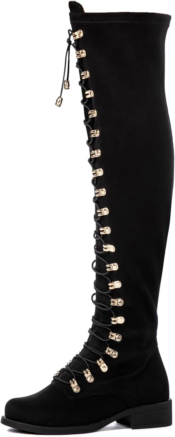 GLOBALWIN Women's Over The Knee Thigh High Tall Boots for Women Long Boots with Side Zipper