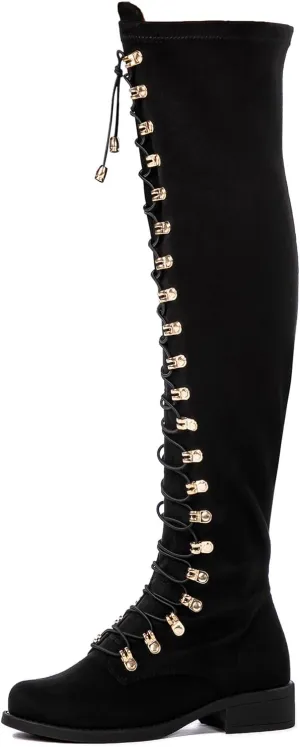 GLOBALWIN Women's Over The Knee Thigh High Tall Boots for Women Long Boots with Side Zipper
